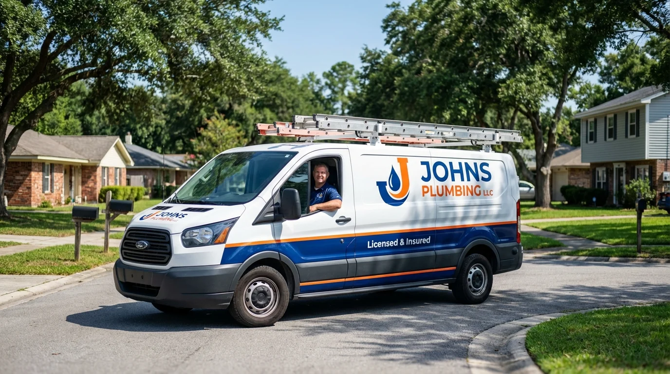 Johns Plumbing LLC service van in Rancho Santa Margarita, CA