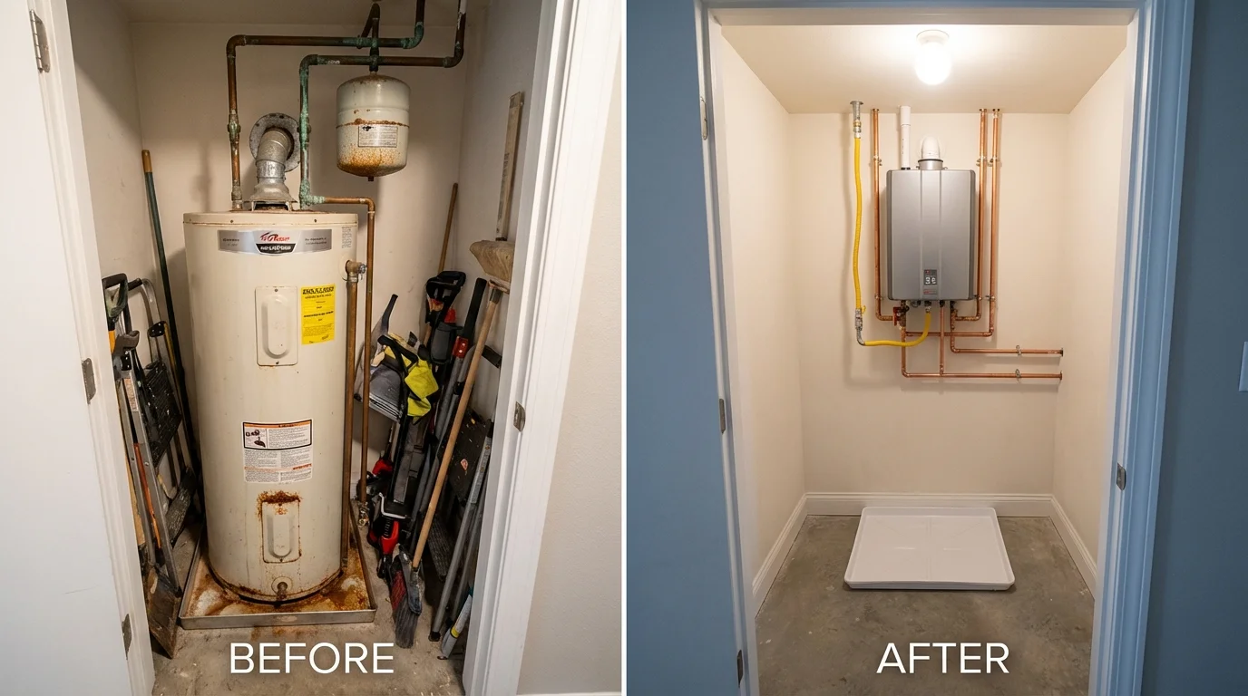 Tank water heater versus wall-mounted tankless unit comparison for Rancho Santa Margarita, CA homeowners