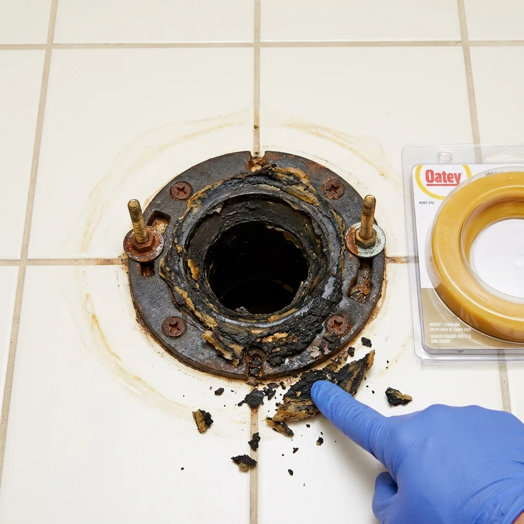 Failed wax ring showing water seepage at the base of a toilet in a Rancho Santa Margarita, CA home